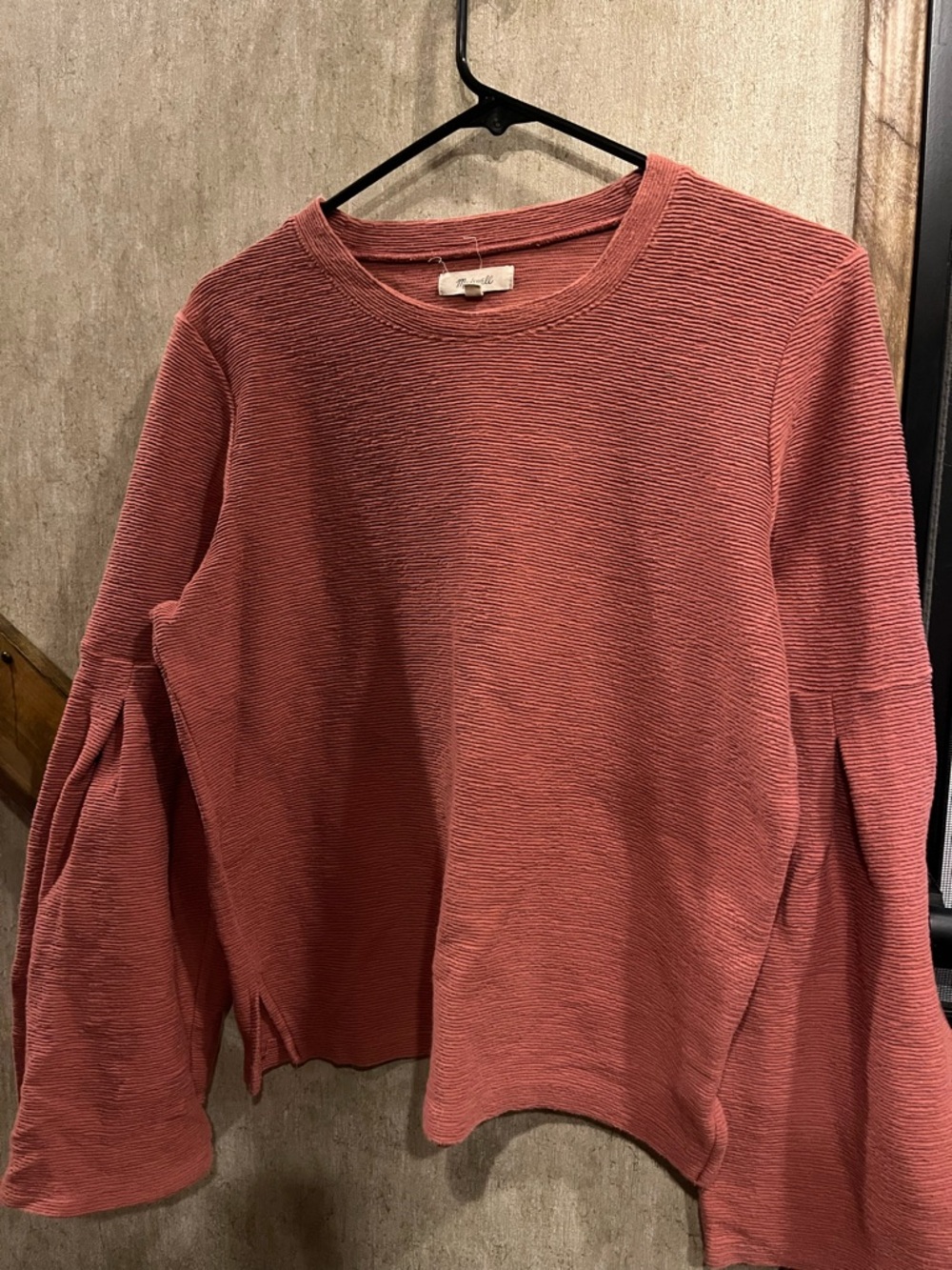 Madewell Textured Long Bell Sleeve Top- Dusty Rose